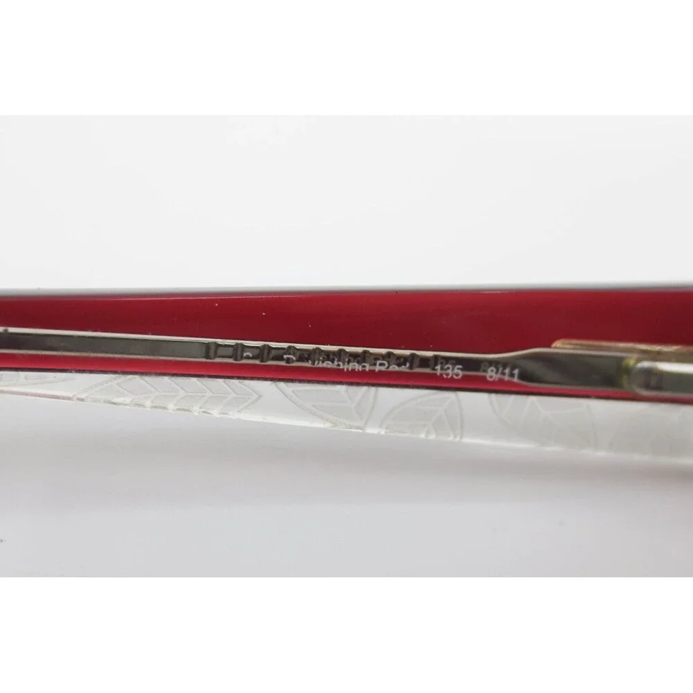 Sigrid Olsen Rubina Red Rectangular Eyeglass Frames 52-16-135 Leaf Pattern 39906